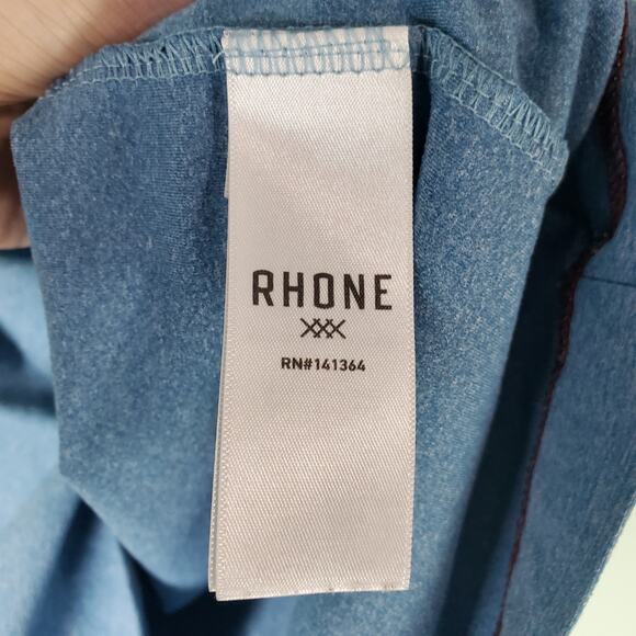 Rhone Mens Blue Reign Soft Sweat Wicking Short Sleeve Shirt Top Size Medium - Picture 4 of 6